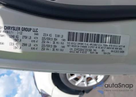 2012 Dodge Journey Sxt from USA, damaged, VIN 3C4PDCBG4CT231568